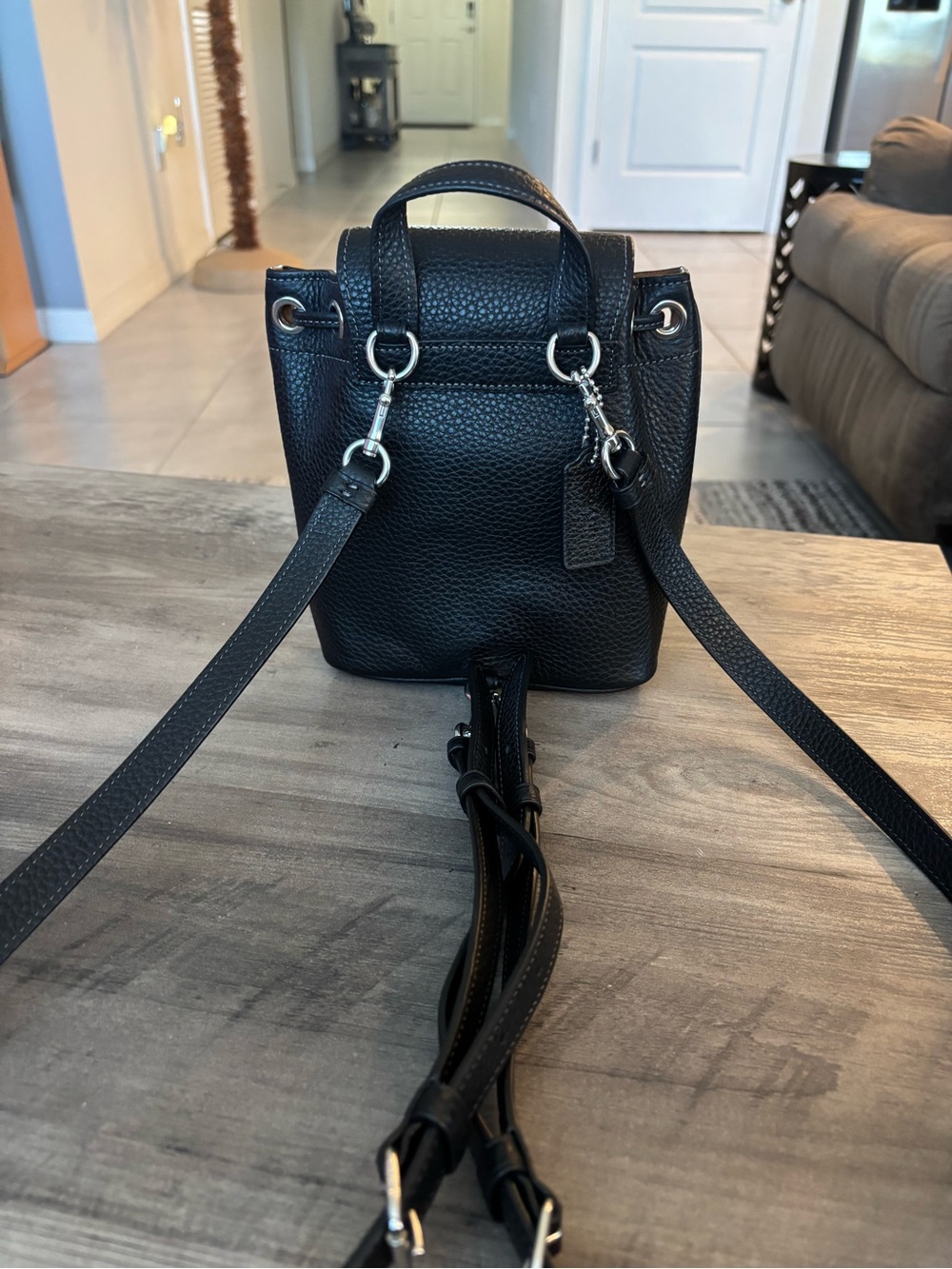 Coach Black Pebbled Leather Mini Backpack - Picture 2 of 8